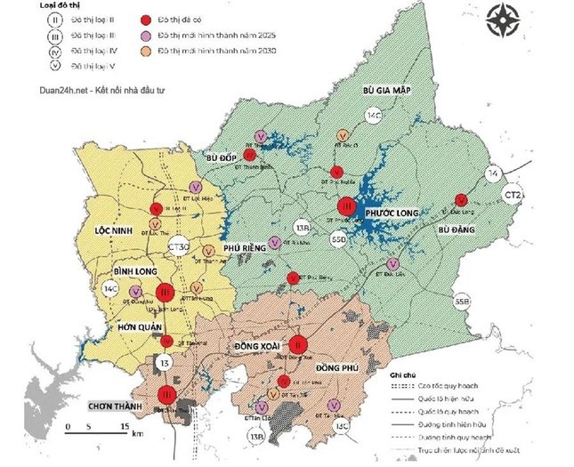 Hệ thống đô thị tại Bình Phước đến năm 2023